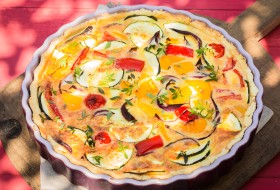 Pepper and aubergine flan