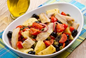 Potato, avocado and anchovy salad